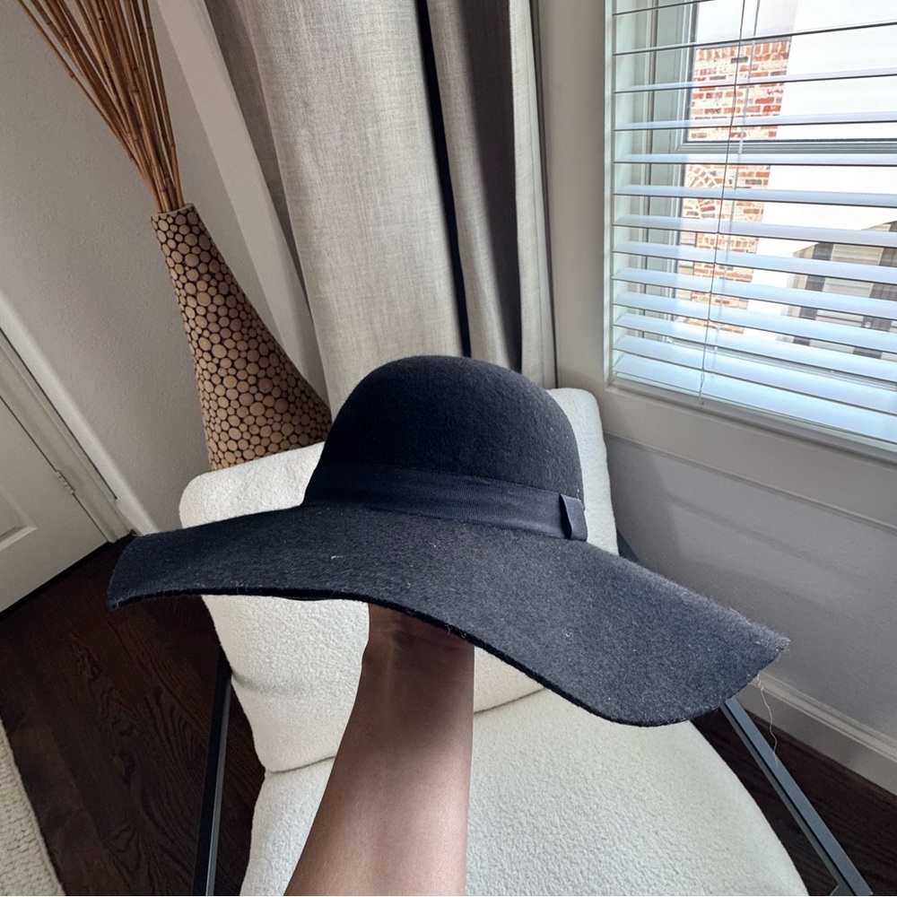 Cotton On Black Wide-Brim Floppy Wool Hat